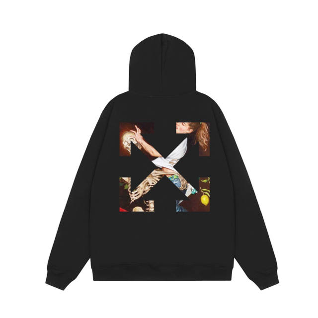 OW back spray-painted arrow print hoodie