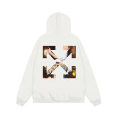 OW back spray-painted arrow print hoodie