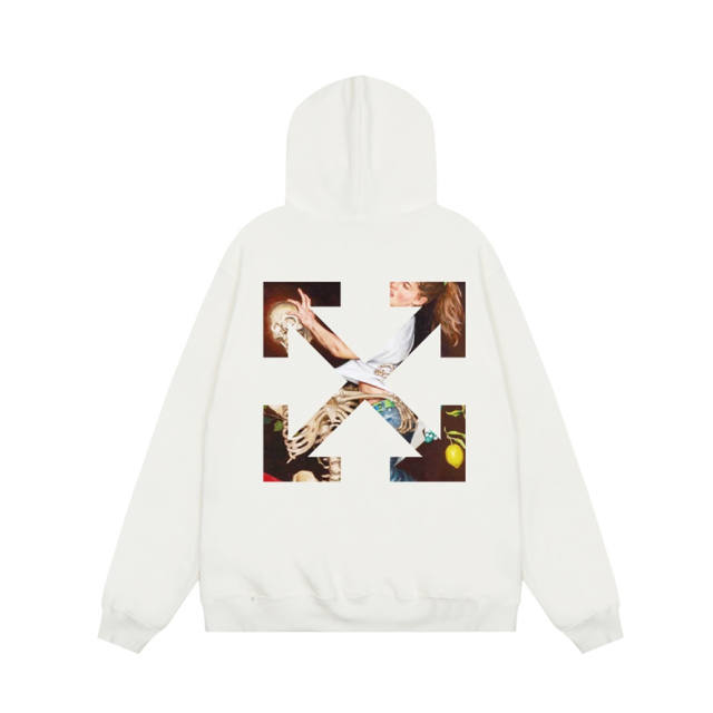 OW back spray-painted arrow print hoodie