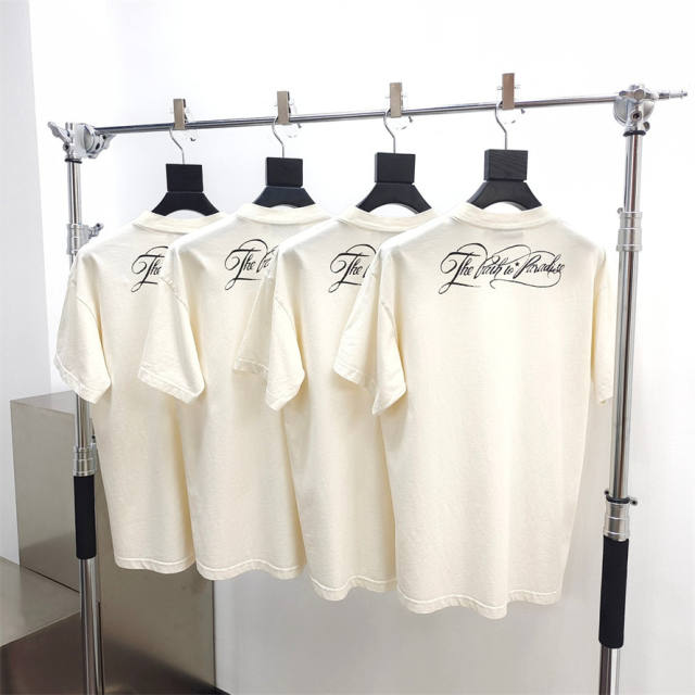1:1 quality version Hellstar Chest small logo back lettering print Tee with NFC Tag (Physical Chip)
