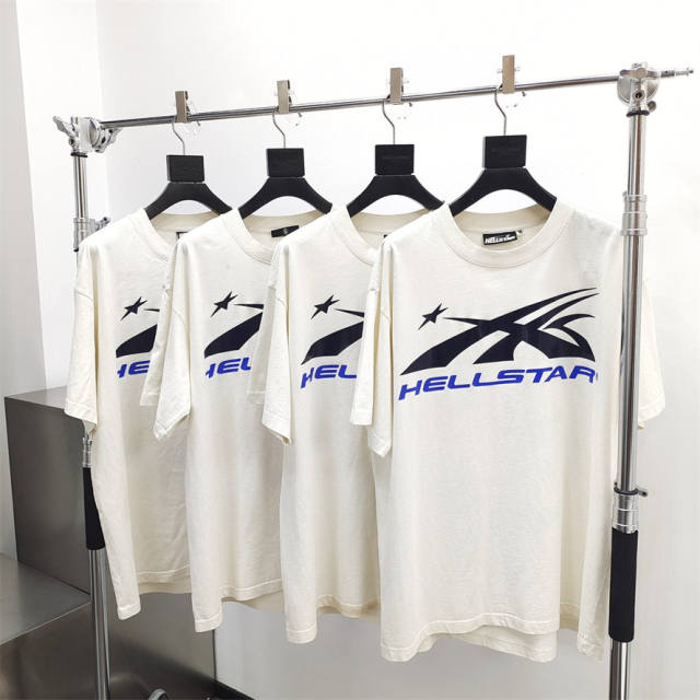 1:1 quality version Hellstar Black and Blue Logo Tee with NFC tag