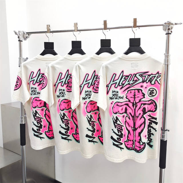 1:1 quality version Hellstar German Bulldog Head Print Tee with NFC Tag (Physical Chip)