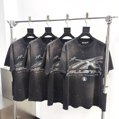 1:1 quality version Hellstar Washed Version chrome star chart logo print tee with NFC Tag