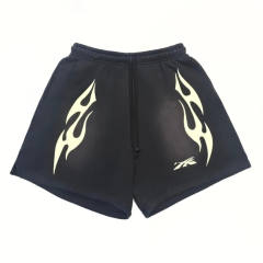 1:1 quality version Hellstar White Fire Print Shorts with NFC Tag