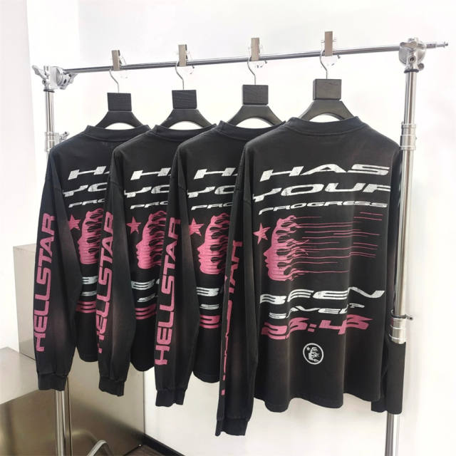 1:1 quality version Hellstar HS QR Code Man Long Sleeve T-Shirt with NFC Tag