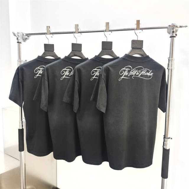1:1 quality version Hellstar Chest small logo back lettering print Tee with NFC Tag (Physical Chip)