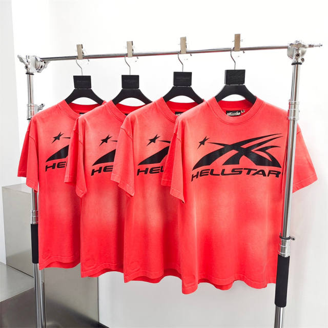 1:1 quality version Hellstar Washed Version Yellow Marathon Logo Print Tee with NFC tag