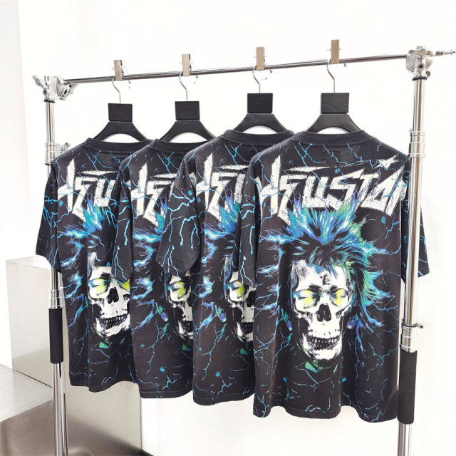 1:1 quality version Hellstar Lightning Boys Logo Print Tee