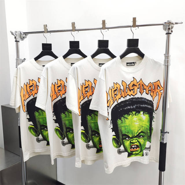 1:1 quality version Hellstar Green Face Big Ears Boy Tee with NFC tag