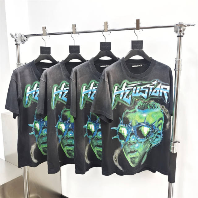 1:1 quality version Hellstar Green Intergalactic Man Tee with NFC tag