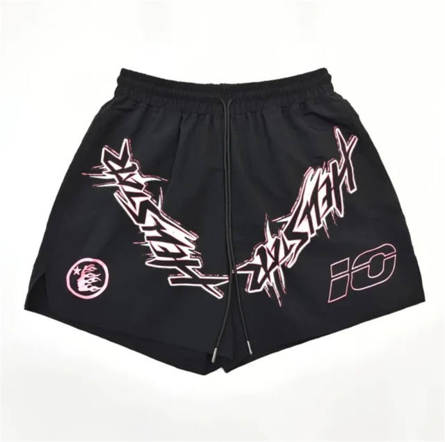 1:1 quality version Hellstar Nylon waxed black shorts with NFC Tag