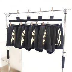 1:1 quality version Hellstar White Fire Print Shorts with NFC Tag