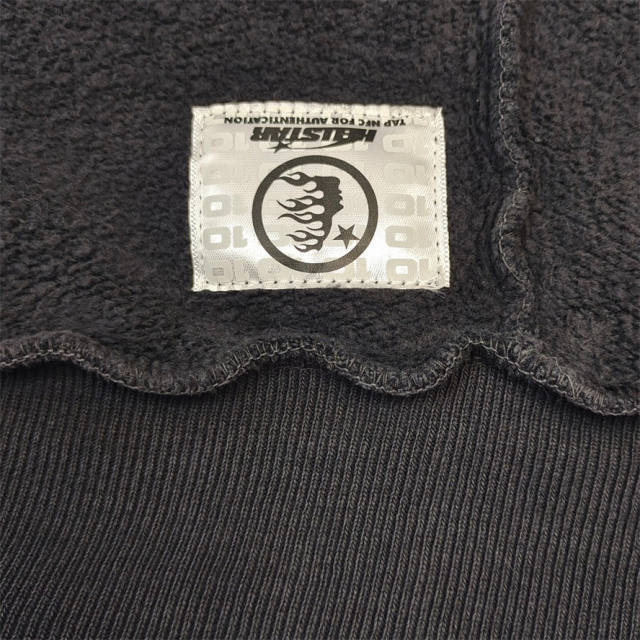 1:1 quality version Hellstar Silver Flame Logo Hoodie with NFC Tag