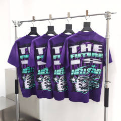 1:1 quality version Hellstar Wolf Head Full Moon Letter Print Washed Version tee with NFC Tag