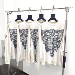 1:1 quality version Hellstar HSkeleton Letter Print Long Sleeve T-Shirt with NFC Tag