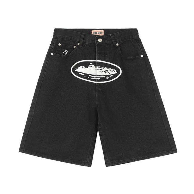 Corteiz Star Jean Shorts Blue