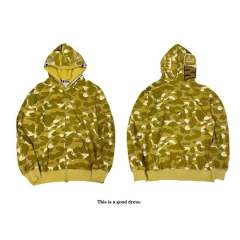 BAPE Double Hood Camo Color Full Zip Hoodie Purple Blue Yellow