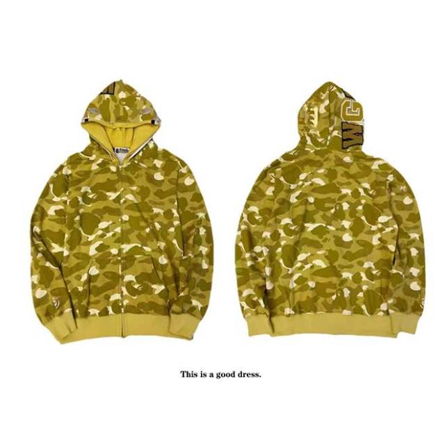 BAPE Double Hood Camo Color Full Zip Hoodie Purple Blue Yellow