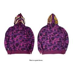 BAPE Double Hood Camo Color Full Zip Hoodie Purple Blue Yellow
