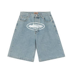 Corteiz Star Jean Shorts Blue