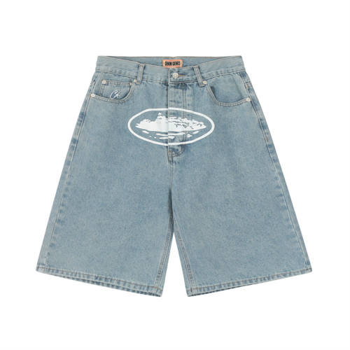Corteiz Star Jean Shorts Blue