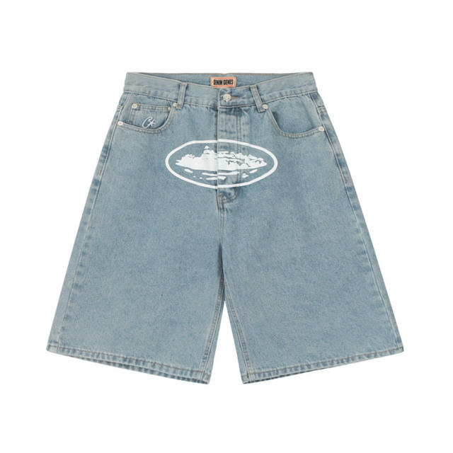 Corteiz Star Jean Shorts Blue