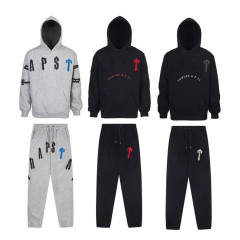 Trapstar Embroidered Logo Fleece Tracksuit Hoodie Pants Gray