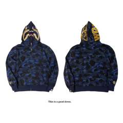 BAPE Double Hood Camo Color Full Zip Hoodie Purple Blue Yellow