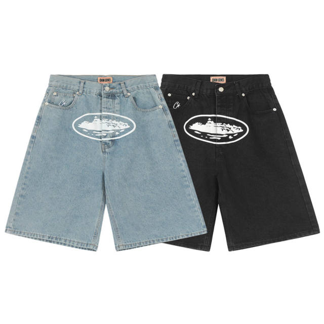 Corteiz Star Jean Shorts Blue