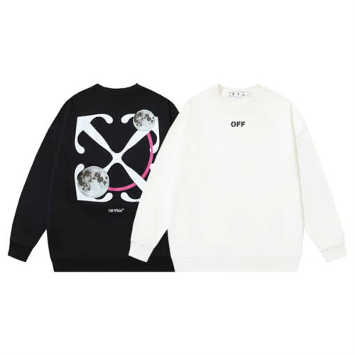 Off White OW Cotton Terry Double Lunar Crew Sweatshirt