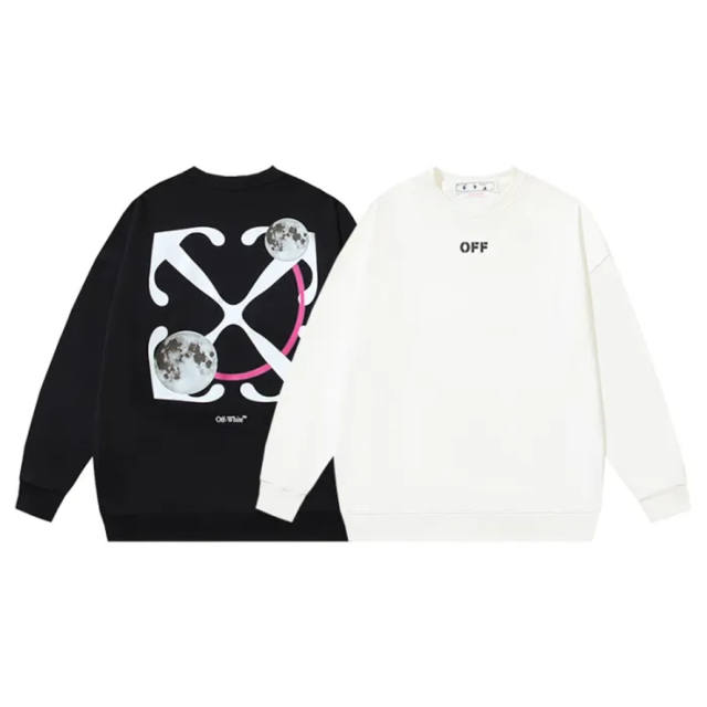 Off White OW Cotton Terry Double Lunar Crew Sweatshirt