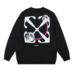 Off White OW Cotton Terry Double Lunar Crew Sweatshirt