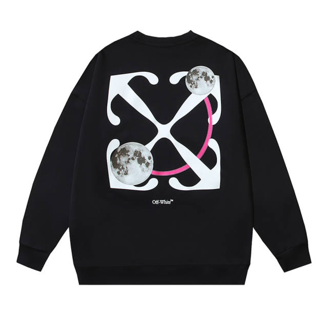 Off White OW Cotton Terry Double Lunar Crew Sweatshirt