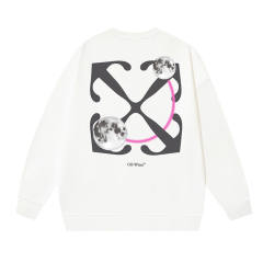 Off White OW Cotton Terry Double Lunar Crew Sweatshirt