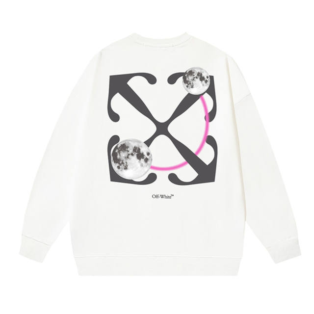 Off White OW Cotton Terry Double Lunar Crew Sweatshirt