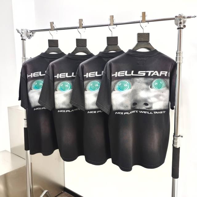 Hellstar 1:1 quality version UFO Attack Print Tee with NFC Tag