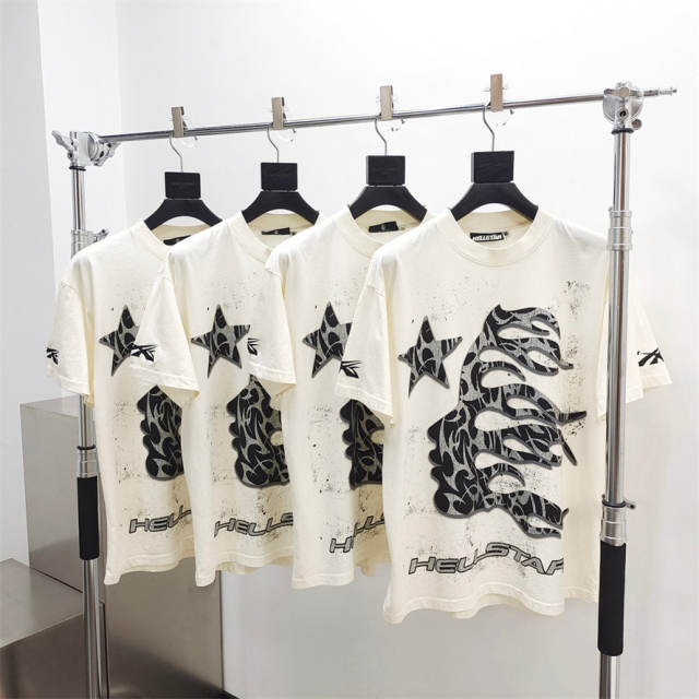 1:1 quality version Hellstar Silver Stamped Large Side Face T-Shirt with NFC Tag