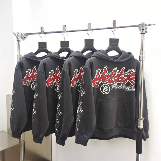 1:1 quality version Hellstar Fiery Alphabet Slogan Print Hoodie with NFC tag