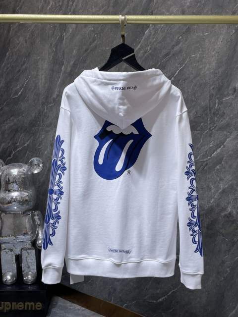 Chr0me Hearts CH Blue Lip Hoodie White
