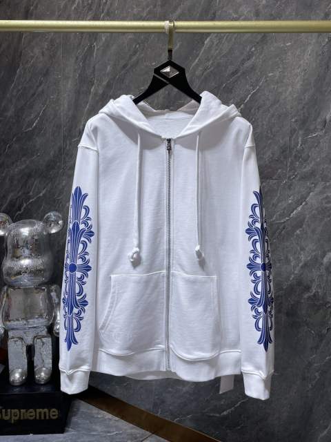 Chr0me Hearts CH Blue Lip Hoodie White