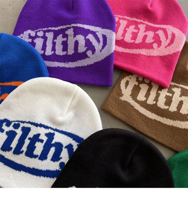 Filthy Cartoon letters creative knitted beanie 8 colors