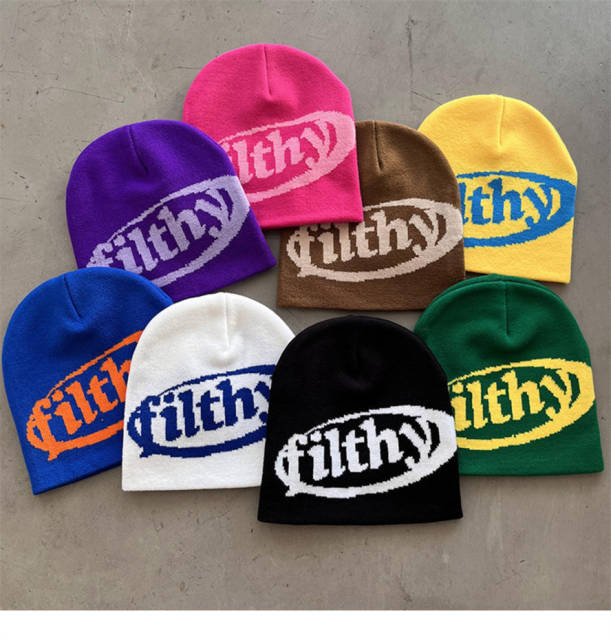 Filthy Cartoon letters creative knitted beanie 8 colors