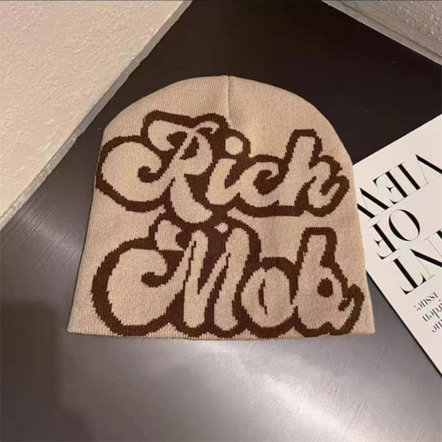 Rich Mok Cartoon Letter Knitted Cold beanie 6 colors