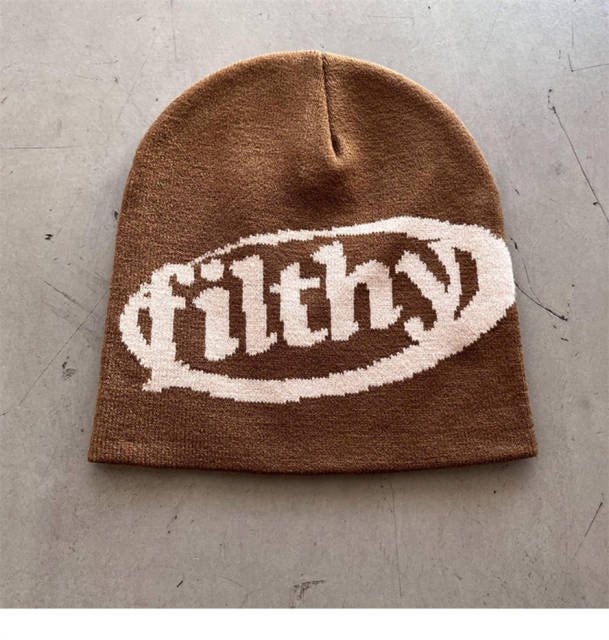 Filthy Cartoon letters creative knitted beanie 8 colors