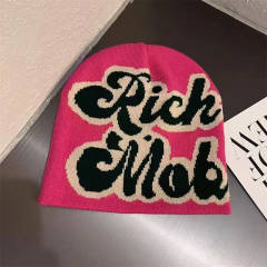 Rich Mok Cartoon Letter Knitted Cold beanie 6 colors