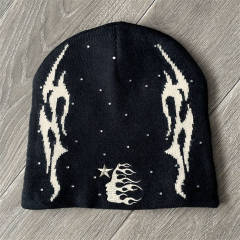 Hellstar Studios logo Sports Flame Beanie Black Gray
