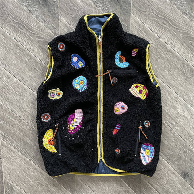 Kapital Sherpa Kountry Skull Embrideried Vest