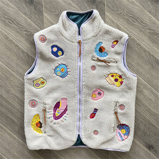 Kapital Sherpa Kountry Skull Embrideried Vest