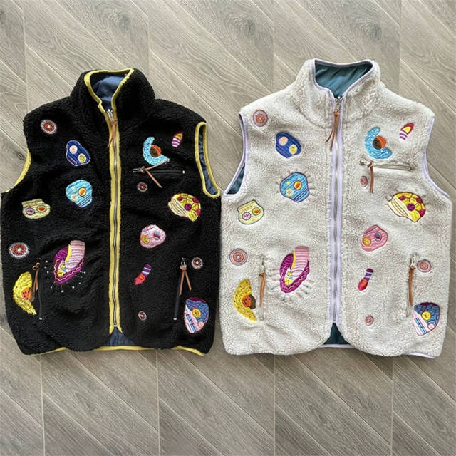 Kapital Sherpa Kountry Skull Embrideried Vest