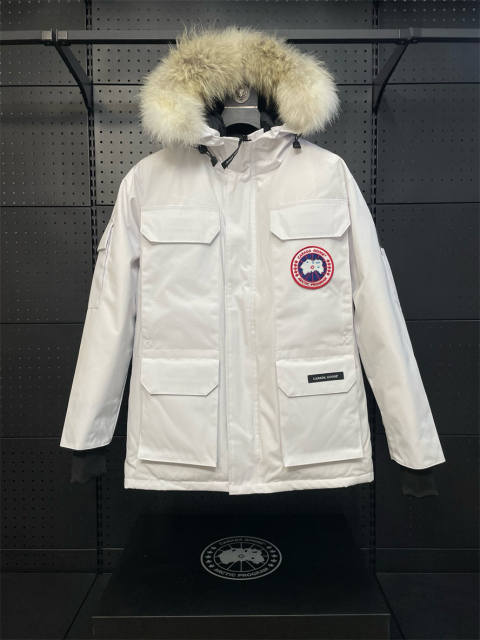 Canada G**se Down Expedition Puffer Jacket White YKK Zipper